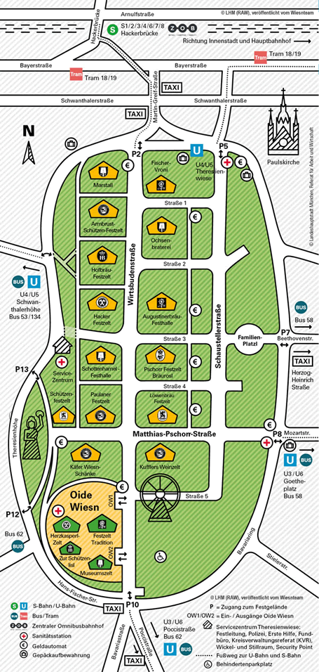 Offizieller Wiesn Lageplan 2022 vom Oktoberfest München