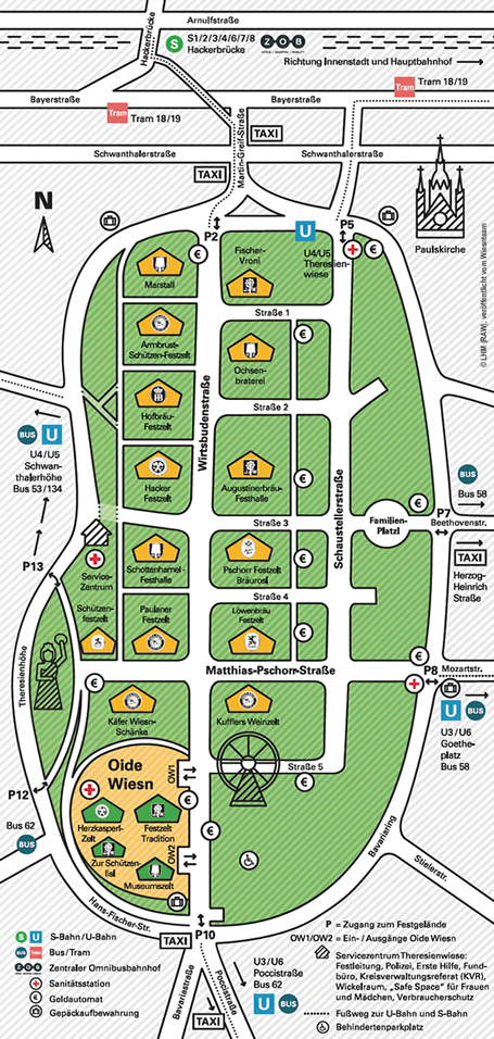 Offizieller Wiesn Lageplan 2023 vom Oktoberfest München