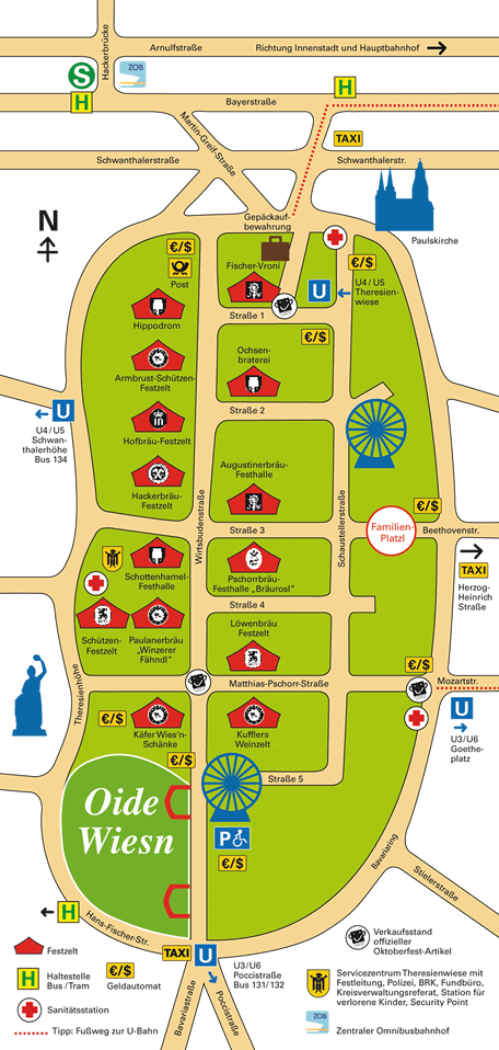 Offizieller Wiesn Lageplan vom Oktoberfest M&uuml;nchen