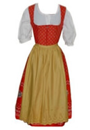 Traditionelles Dirndl  mit Rock, Halbschürze, Mieder und Leiberl (Bluse)